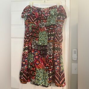 Plus size Colorful Geometric strapless Dress